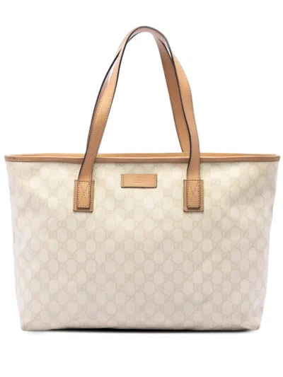 Pre-owned Gucci 2016-2026 Medium Gg Supreme Tote Bag In Brown