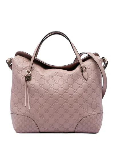 Pre-owned Gucci 2016-2026 Medium Ssima Bree Fold Over Tote Satchel In Pink
