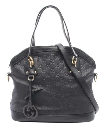 Pre-owned Gucci 2016-2026 Medium Ssima Charm Dome Satchel In Black