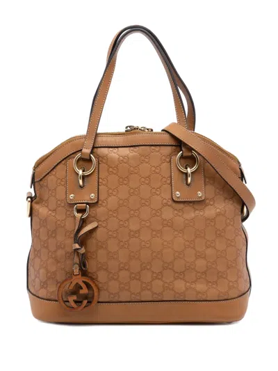 Pre-owned Gucci 2016-2026 Medium Ssima Charm Dome Satchel In Brown
