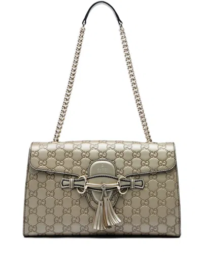 Pre-owned Gucci 2016-2026 Medium Ssima Emily Shoulder Bag In Gold