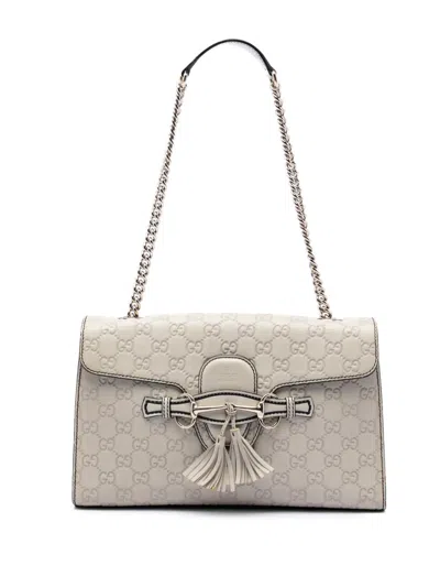 Pre-owned Gucci 2016-2026 Medium Ssima Emily Shoulder Bag In Gray