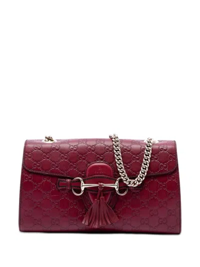 Pre-owned Gucci 2016-2026 Medium Ssima Emily Shoulder Bag In Red