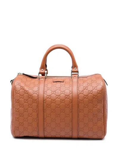 Pre-owned Gucci 2016-2026 Medium Ssima Joy Boston Bag In Brown