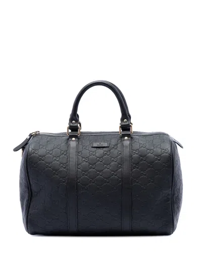 Pre-owned Gucci 2016-2026 Medium Ssima Joy Boston Bag Satchel In Black