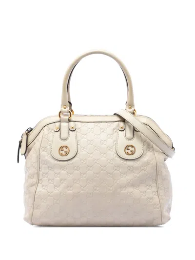 Pre-owned Gucci 2016-2026 Medium Ssima Scarlett Satchel In White