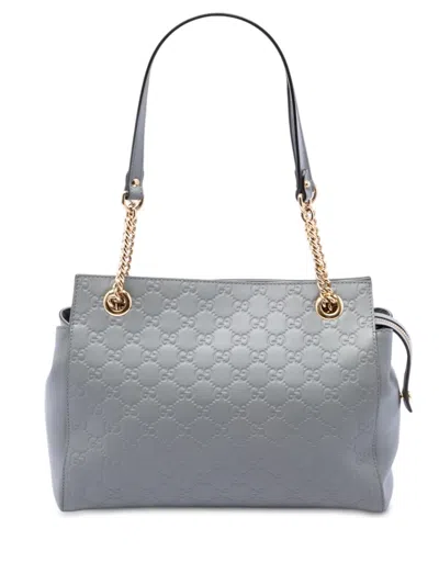 Pre-owned Gucci 2016-2026 Medium Ssima Soft Shoulder Bag In Grey