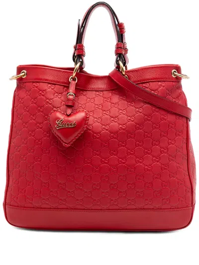 Pre-owned Gucci 2016-2026 Medium Ssima Valentine Top Handle Bag Satchel In Red