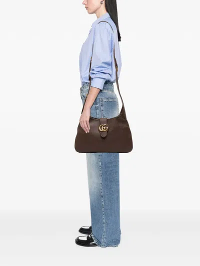 Pre-owned Gucci 2016-2026 Medium Leather Aphrodite Crossbody Bag In Brown