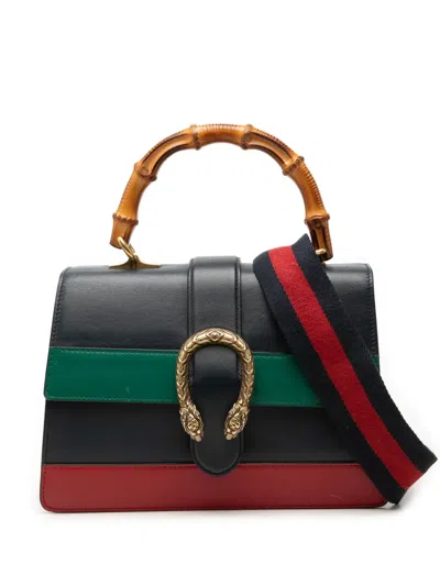 Pre-owned Gucci 2016-2026 Medium Leather Bamboo Dionysus Web Satchel In Blue