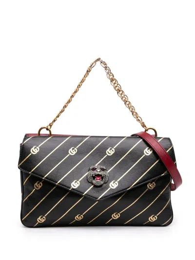 Pre-owned Gucci 2016-2026 Medium Leather Double Thiara Satchel In Red