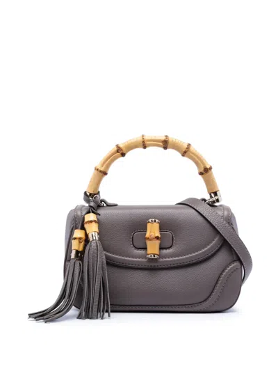 Pre-owned Gucci 2016-2026 Medium Leather New Bamboo Satchel In Brown