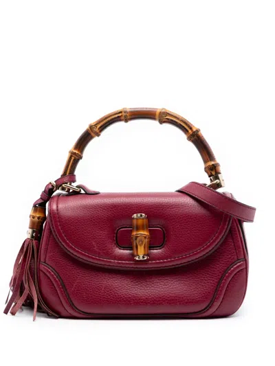 Pre-owned Gucci 2016-2026 Medium Leather New Bamboo Satchel In Red