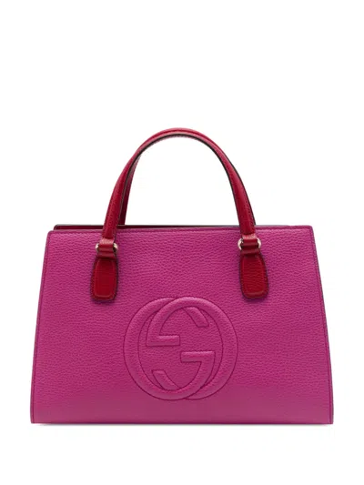 Pre-owned Gucci 2016-2026 Medium Leather Soho Satchel In Pink