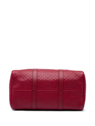 Pre-owned Gucci 2016-2026 Medium Microssima Boston Bag Satchel In Red