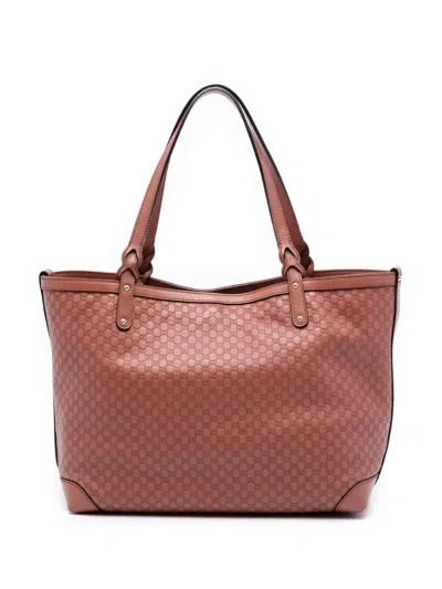 Pre-owned Gucci 2016-2026 Medium Microssima Craft Tote Bag In Brown