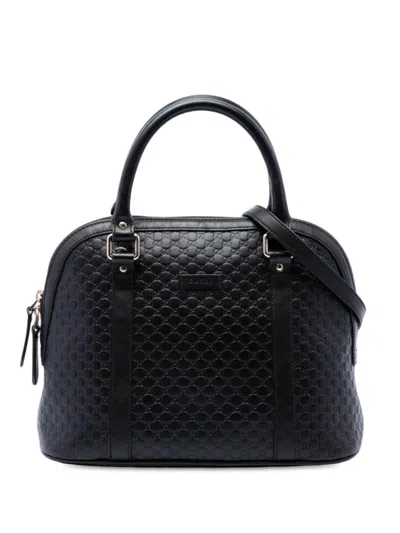 Pre-owned Gucci 2016-2026 Medium Microssima Dome Satchel In Black