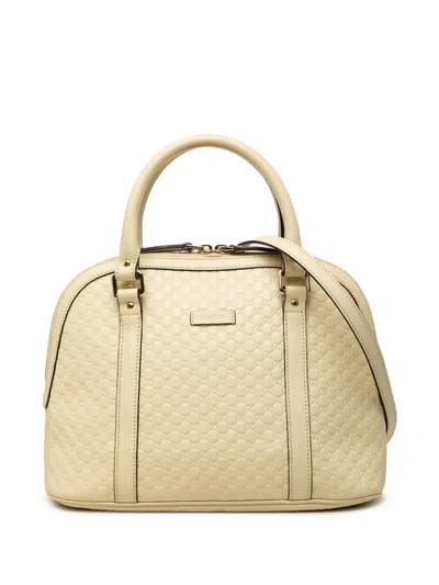 Pre-owned Gucci 2016-2026 Medium Microssima Dome Satchel In Neutrals