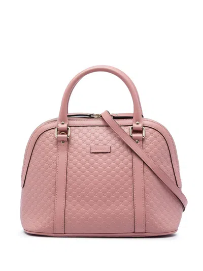 Pre-owned Gucci 2016-2026 Medium Microssima Dome Satchel In Pink