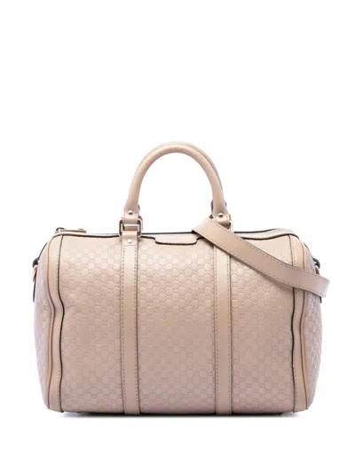 Pre-owned Gucci 2016-2026 Medium Microssima Joy Boston Bag Satchel In Brown