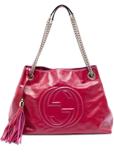Pre-owned Gucci 2016-2026 Medium Patent Soho Chain Tote Bag In Pink