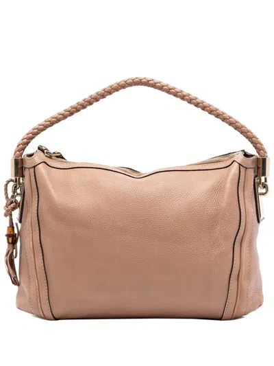 Pre-owned Gucci 2016-2026 Medium Pebbled Calfskin Bella Shoulder Bag In Brown