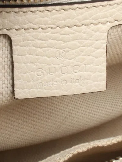 Pre-owned Gucci 2016-2026 Medium Tricolor Pebbled Calfskin Soho Convertible Top Handle Bag Satchel In Blue