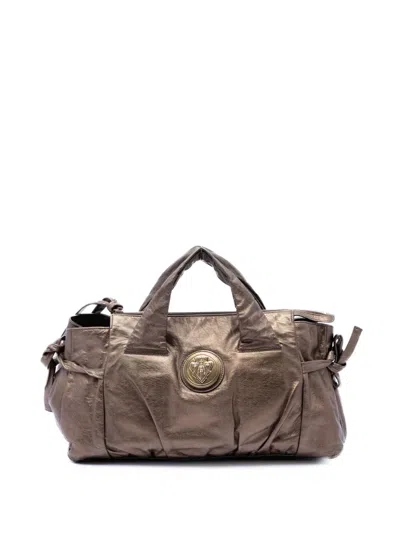 Pre-owned Gucci 2016-2026 Metallic Calfskin Hysteria Handbag In Brown