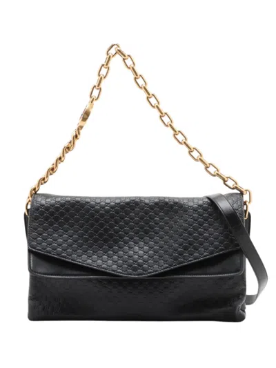 Pre-owned Gucci 2016-2026 Microssima Chain Satchel In Black