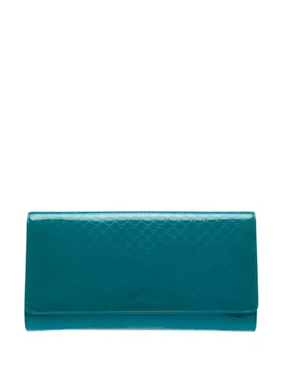 Pre-owned Gucci 2016-2026 Microssima Patent Broadway Clutch Bag In Blue