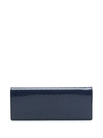 Pre-owned Gucci 2016-2026 Microssima Patent Broadway Clutch Bag In Blue