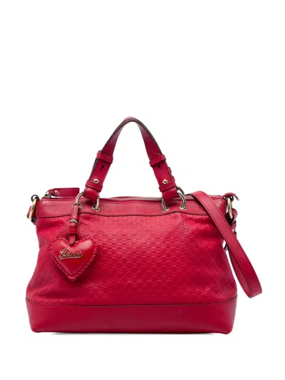 Pre-owned Gucci 2016-2026 Microssima Valentine Satchel In Red