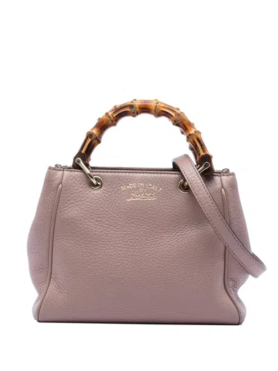 Pre-owned Gucci 2016-2026 Mini Calfskin Bamboo Shopper Satchel In Pink