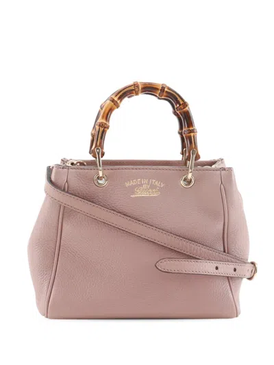 Pre-owned Gucci 2016-2026 Mini Calfskin Bamboo Shopper Satchel In Pink