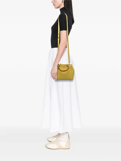 Pre-owned Gucci 2016-2026 Mini Calfskin Bamboo Shopper Satchel In Yellow