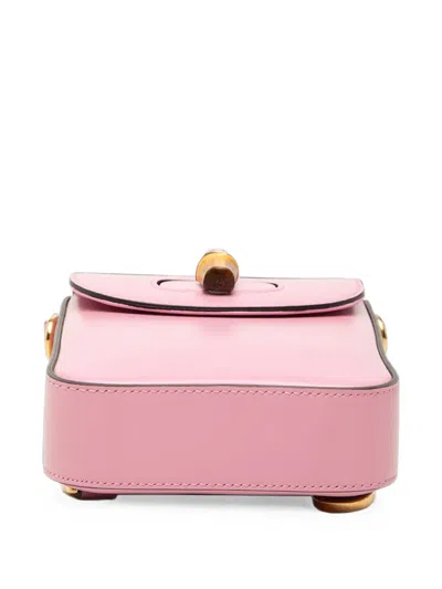 Pre-owned Gucci 2016-2026 Mini Calfskin Bamboo Top Handle Bag Satchel In Pink