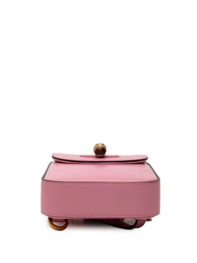 Pre-owned Gucci 2016-2026 Mini Calfskin Bamboo Top Handle Bag Satchel In Pink