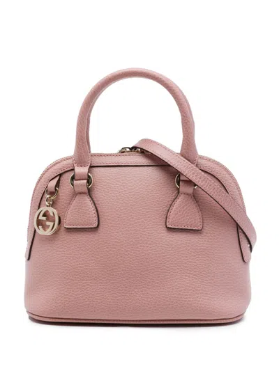 Pre-owned Gucci 2016-2026 Mini Calfskin Gg Charm Dome Satchel In Pink