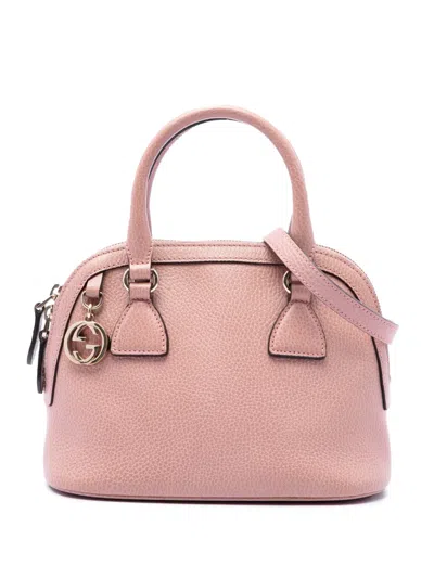 Pre-owned Gucci 2016-2026 Mini Calfskin Gg Charm Dome Satchel In Pink