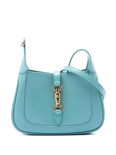 Pre-owned Gucci 2016-2026 Mini Calfskin Jackie 1961 Crossbody Bag In Blue