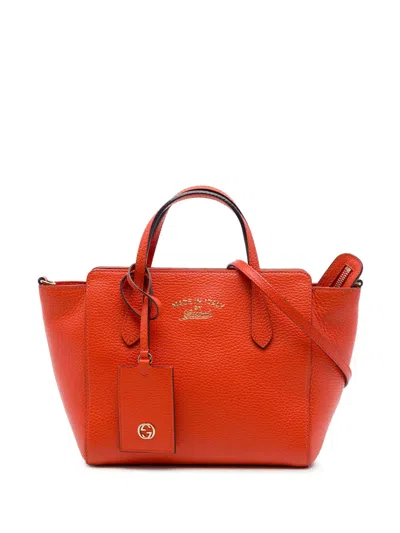 Pre-owned Gucci 2016-2026 Mini Calfskin Swing Satchel In Orange
