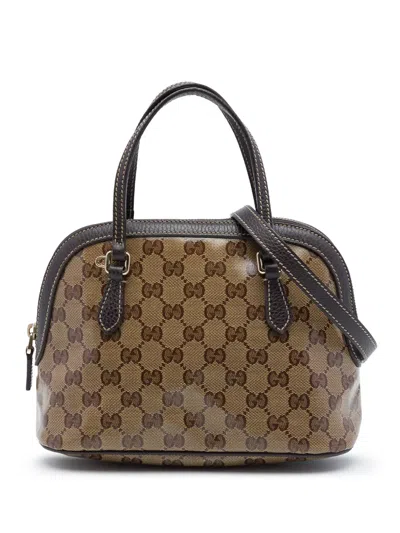Pre-owned Gucci 2016-2026 Mini Gg Crystal Dome Satchel In Neutrals