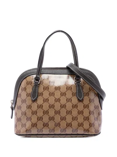 Pre-owned Gucci 2016-2026 Mini Gg Crystal Dome Satchel In Neutrals