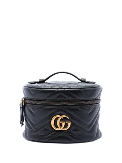 Pre-owned Gucci 2016-2026 Mini Gg Marmont Matelasse Backpack In Black
