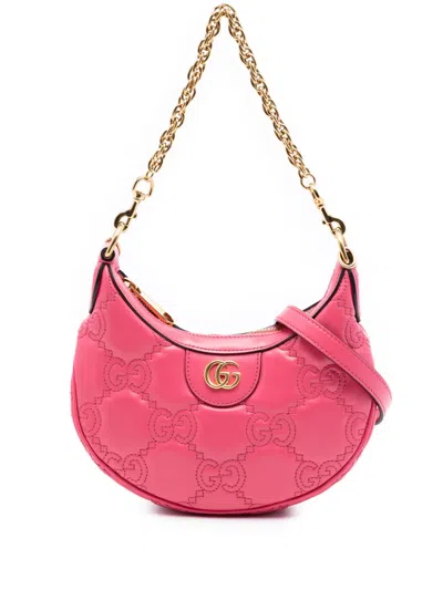 Pre-owned Gucci 2016-2026 Mini Gg Marmont Matelasse Calfskin Satchel In Pink