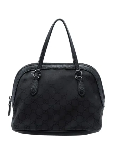 Pre-owned Gucci 2016-2026 Mini Gg Nylon Dome Satchel In Black