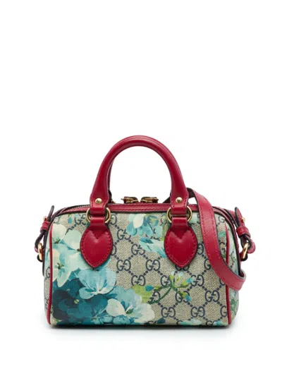 Pre-owned Gucci 2016-2026 Mini Gg Supreme Blooms Boston Bag Satchel In Neutrals