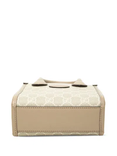 Pre-owned Gucci 2016-2026 Mini Gg Supreme Interlocking G Satchel In Neutrals