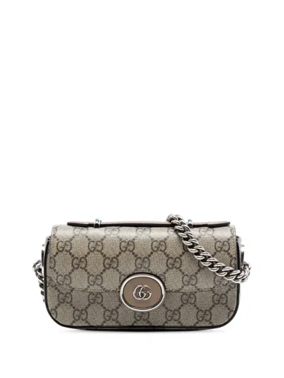 Pre-owned Gucci 2016-2026 Mini Gg Supreme Petite Gg Crossbody Satchel In Neutral
