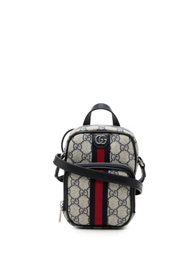 Pre-owned Gucci 2016-2026 Mini Gg Supreme Web Ophidia Satchel In Neutrals